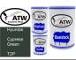 Preview: Hyundai, Cypress Green, T2P: 500ml Lackdose + 500ml Klarlack + 250ml Härter - Set, von ATW Autoteile West.